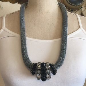You & I bold bead filled snake like mesh necklace